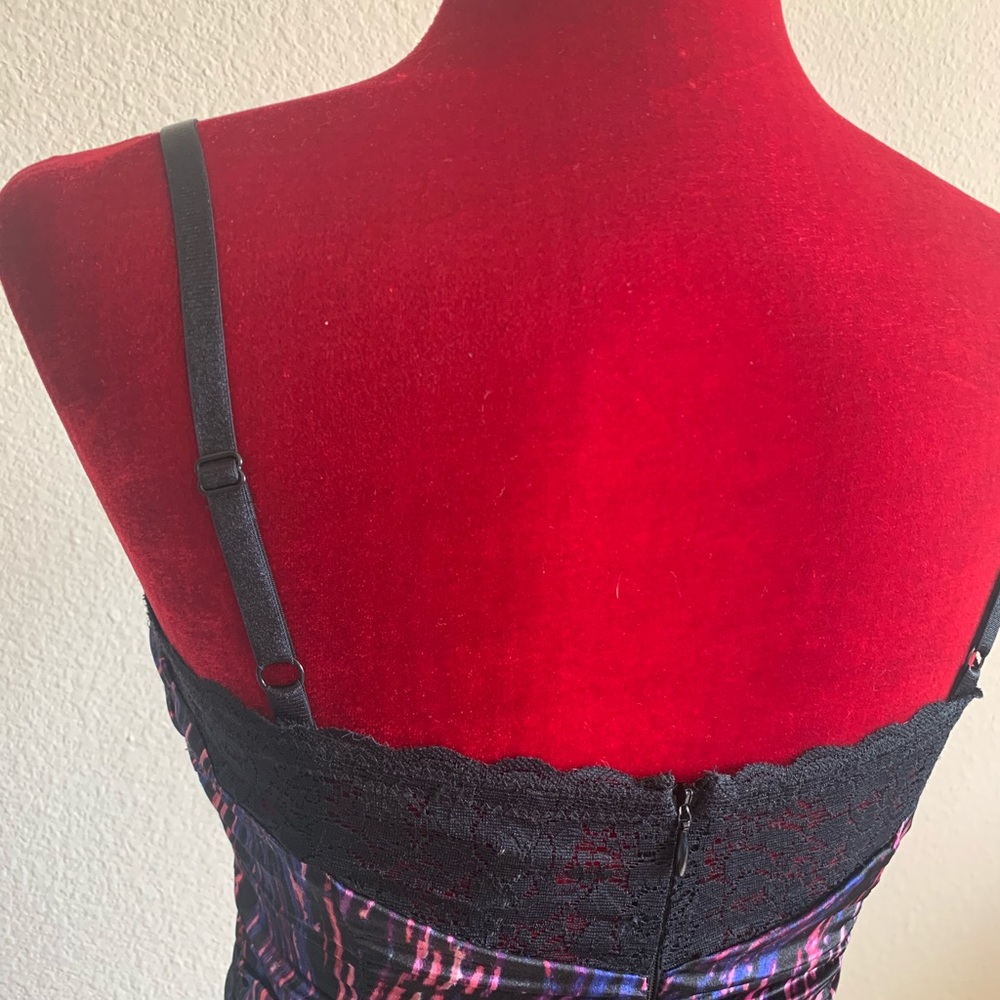 GUESS Purple Multi-Color Ruched Bodycon Dress - Picture 7 of 11